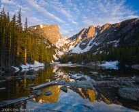 Dream Lake, clouds, reflection, hallett, flattop, red, 